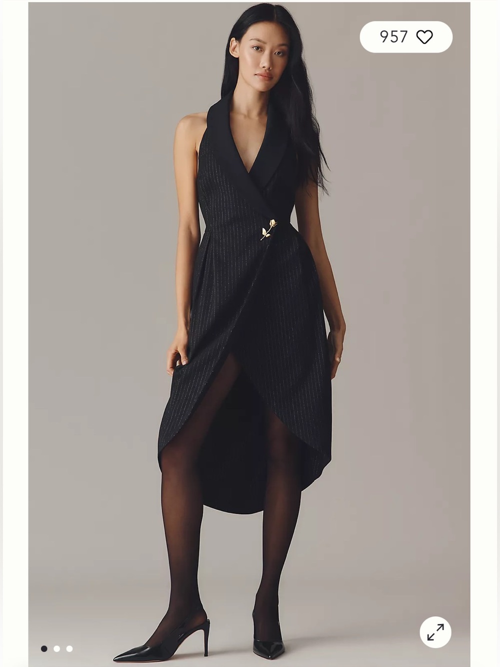 By Anthropologie Halter Tuxedo Stripe Midi Dress